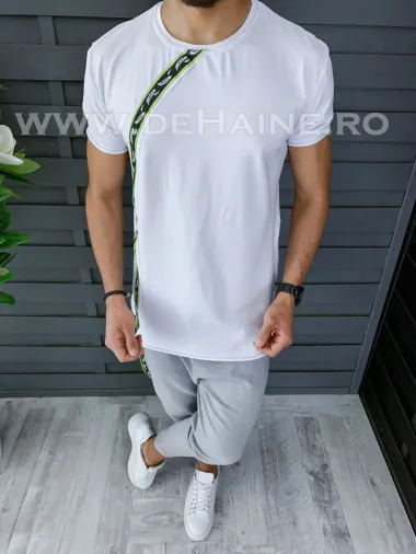 Tricou barbati alb PREMIUM slim fit ZR B1135 O3-3.1